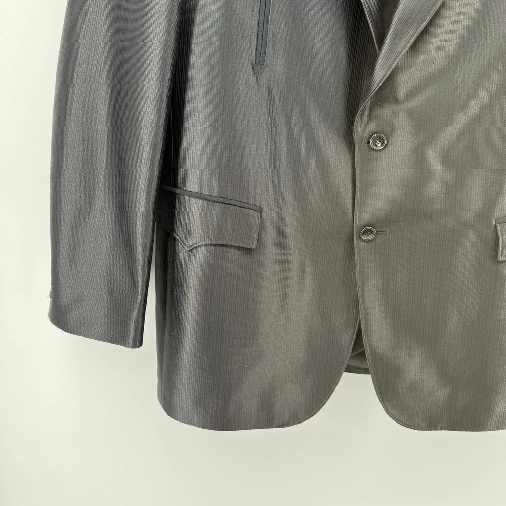 Circle S Texas Western Blazer Men 46L Black Textured Contrast‎ Yoke Sport Coat